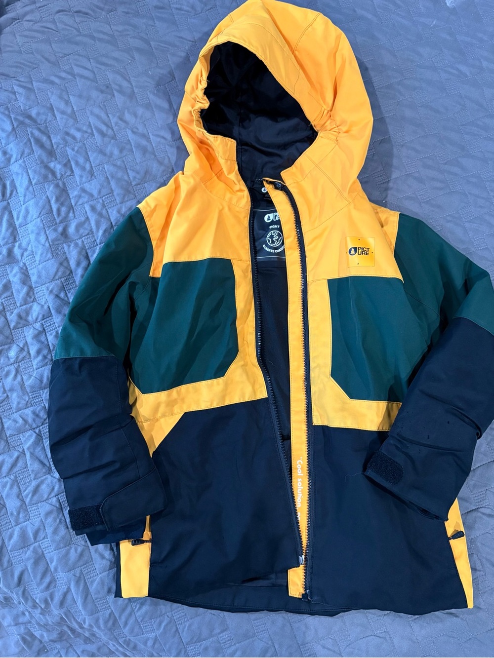 Picture Snowboard Yellow and Green Kids Jacket Size 6Y